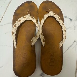 Flojos Women's Sandals with Braided Cream Straps